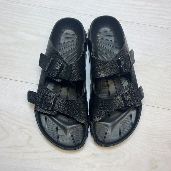 Birkis Birkenstock Arizona Slide Sandals Size 46 Mens 13 Black 2 Strap Leather main image 10